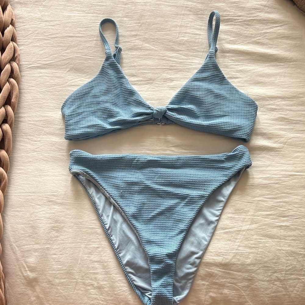 High Waisted Textured Bikini Set